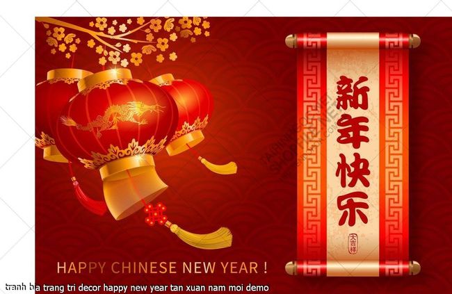 tranh bia trang tri decor happy new year tan xuan nam moi 